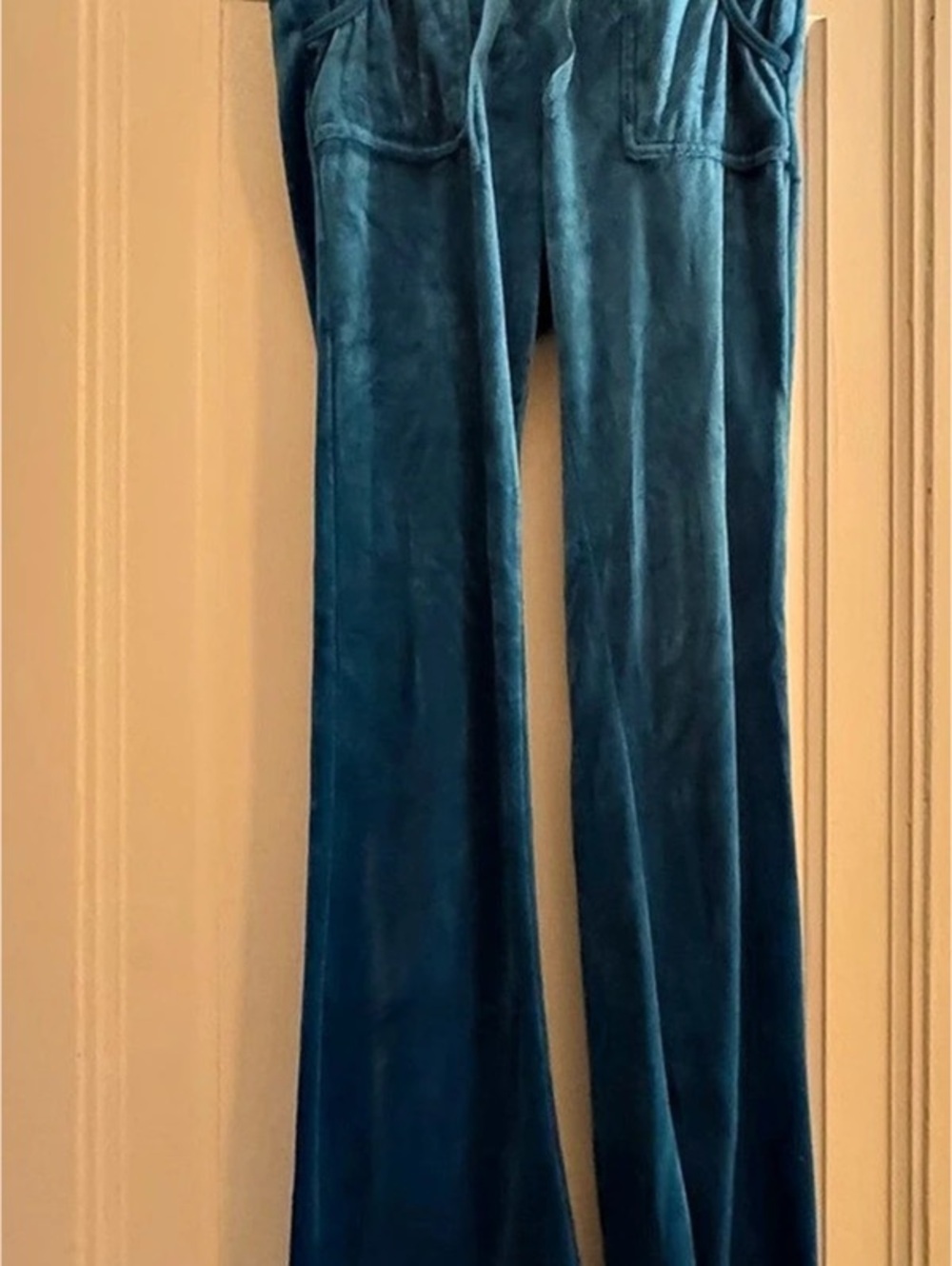 Teal Velour Flare Track Pants Y2K XS